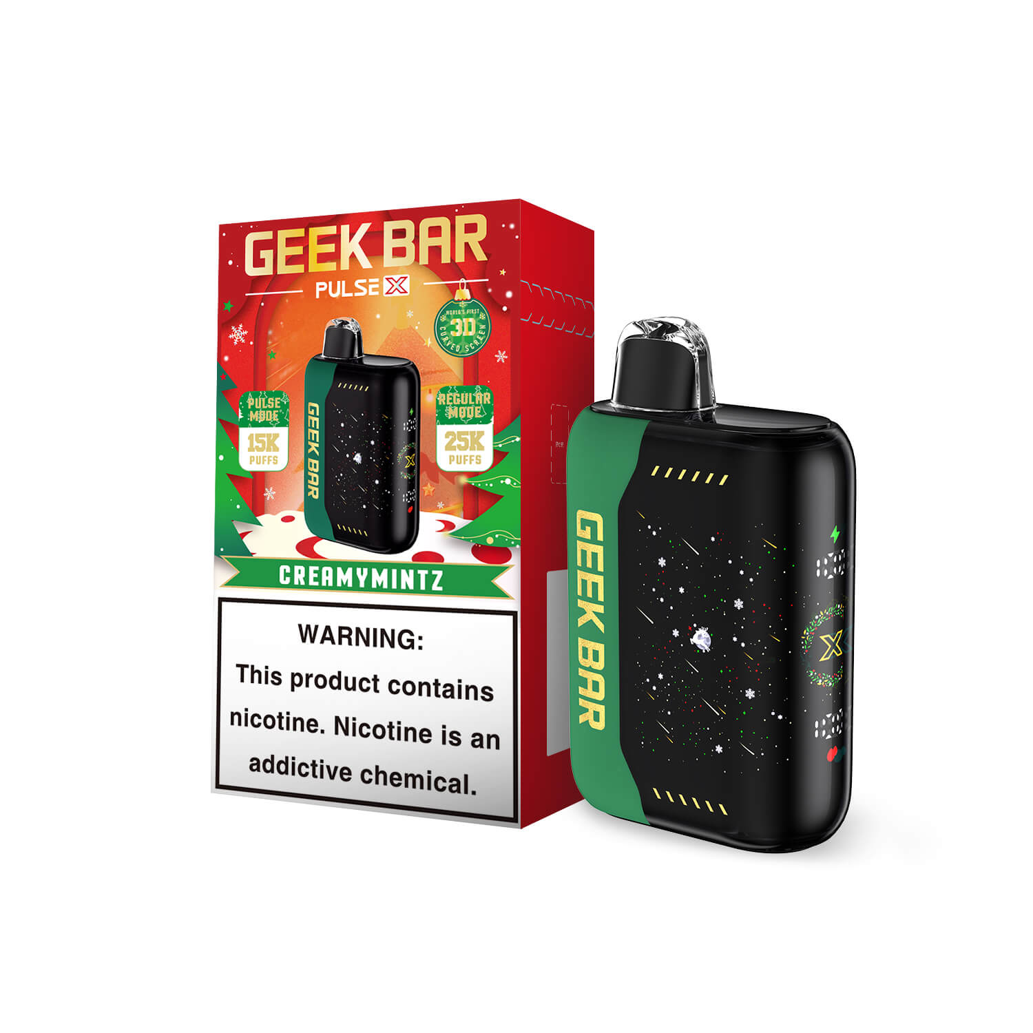 GEEK BAR PULSE X 25000 Christmas Edition Vape — buy authentic Geek Bar 25K puff disposable vape at Online Vape Shop USA