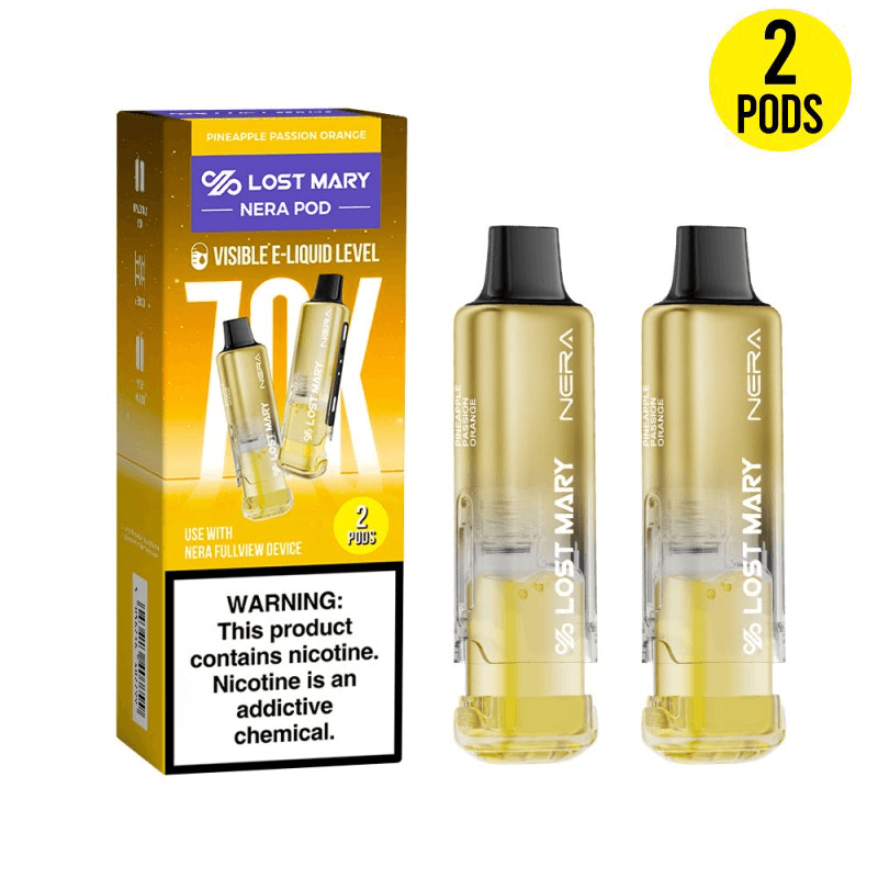 Pineapple Passion Orange Lost Mary Nera Fullview 70K Pod — buy authentic Lost Mary 70K puff disposable vape at Online Vape Shop USA