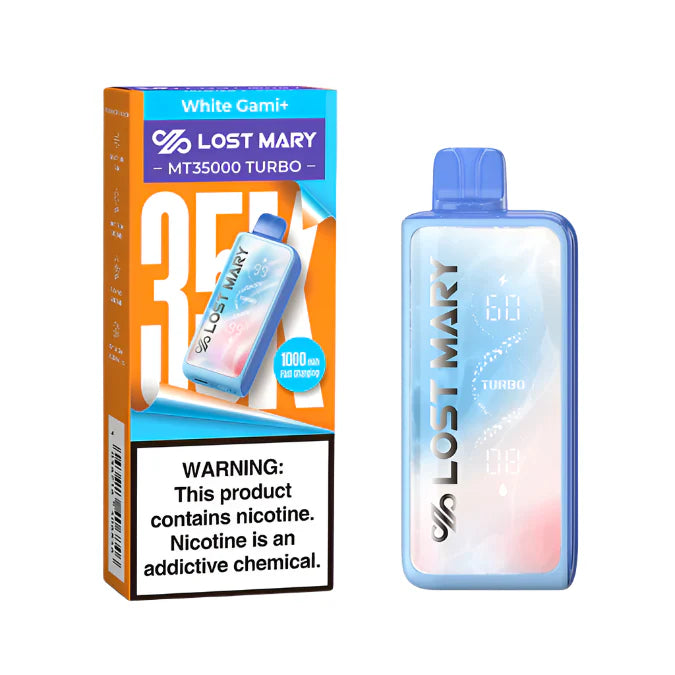 White Gami+ Lost Mary MT35000 Turbo Vape — buy authentic Lost Mary 35K puff disposable vape at Online Vape Shop USA