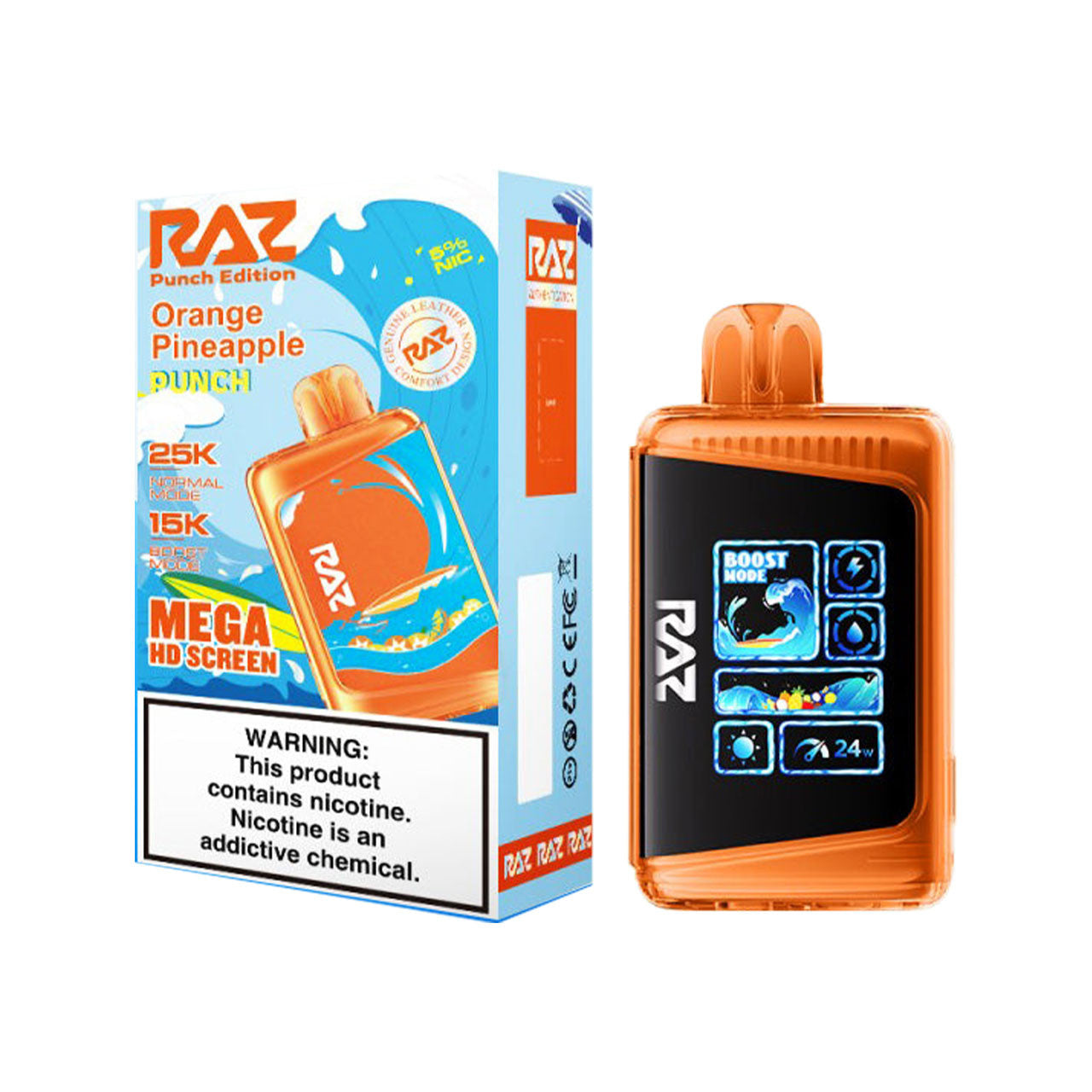 Orange Pineapple Punch RAZ LTX DC25000 Vape — buy authentic Raz 25K puff disposable vape at Online Vape Shop USA