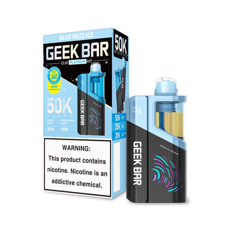 Blue Razz Ice Geek Bar Clio 50K Vape Kit — buy authentic Geek Bar 50K puff disposable vape at Online Vape Shop USA