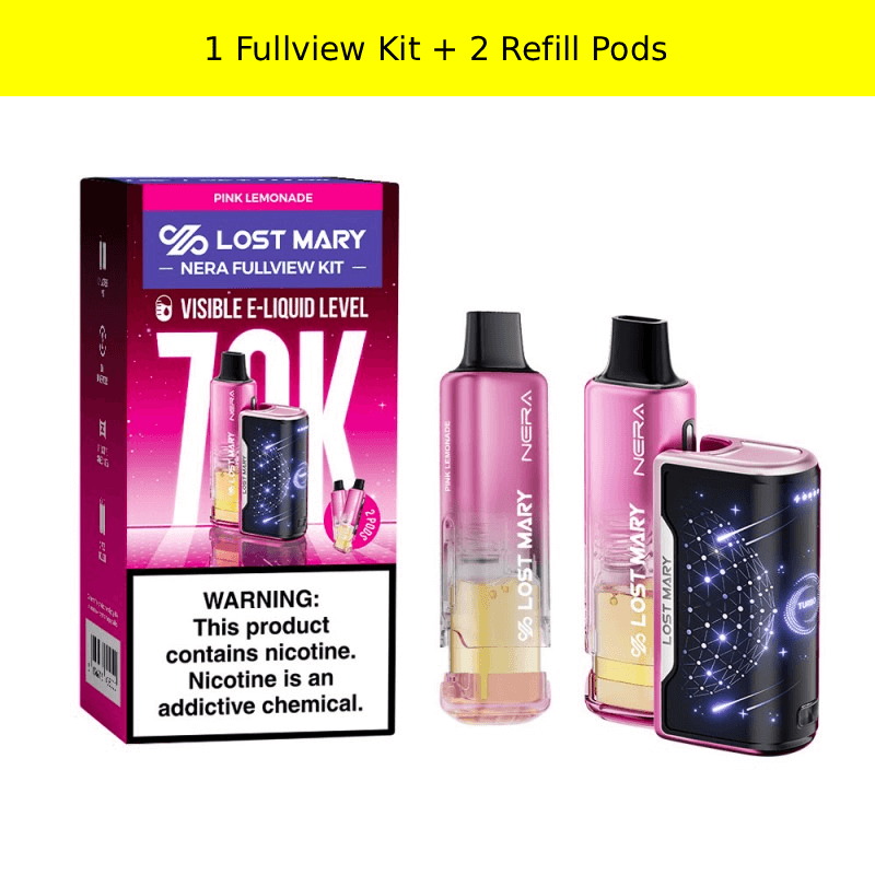 Pink Lemonade Lost Mary Nera Fullview 70K Kit — buy authentic Lost Mary 70K puff disposable vape at Online Vape Shop USA