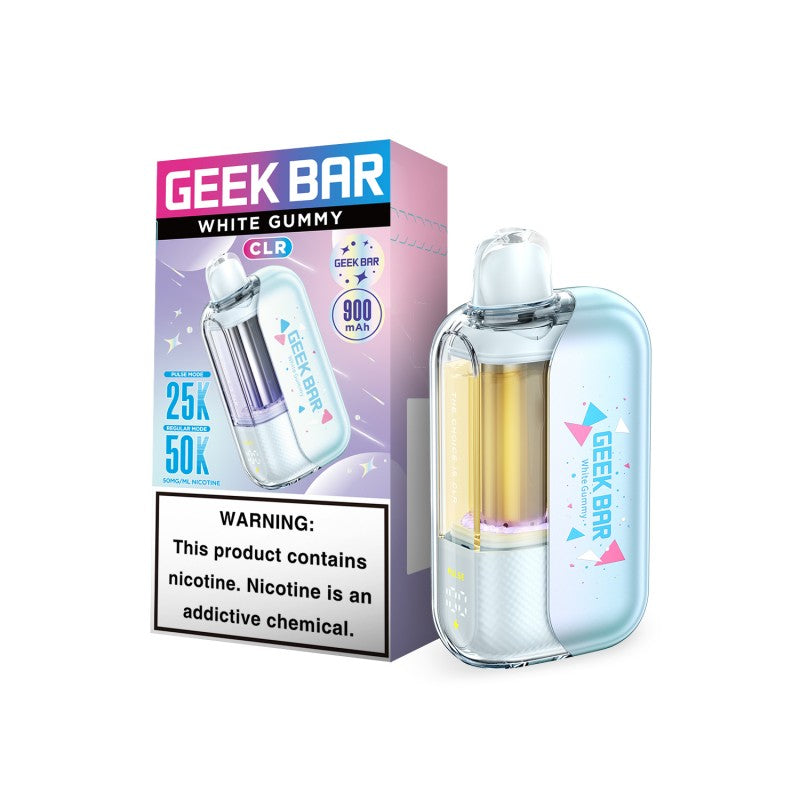 White Gummy Geek Bar CLR 50K Vape — buy authentic Geek Bar 50K puff disposable vape at Online Vape Shop USA