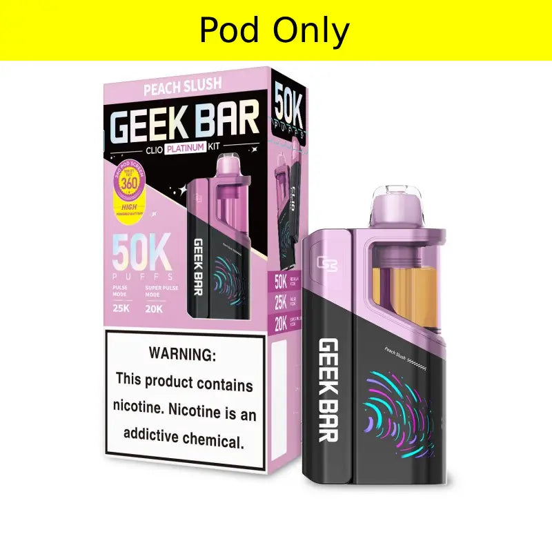Peach Slush Geek Bar Clio Platinum 50K Pod — buy authentic Geek Bar 50K puff disposable vape at Online Vape Shop USA