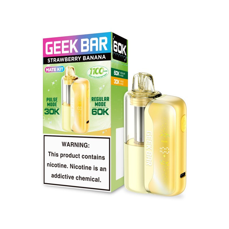 Strawberry Banana Geek Bar Mate 60K Vape Kit — buy authentic Geek Bar 60K puff disposable vape at Online Vape Shop USA