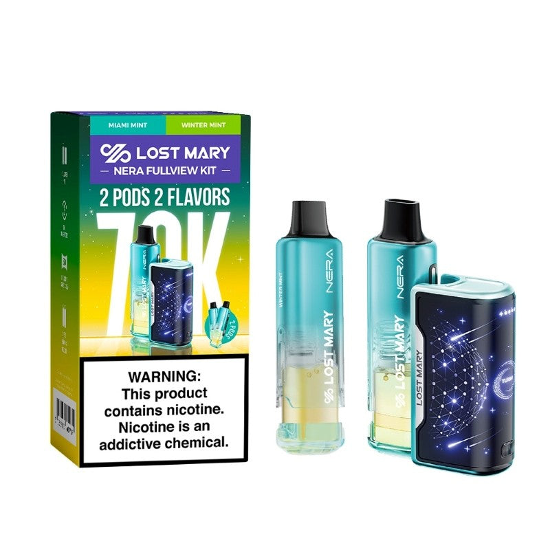 Miami Mint & Winter Mint Lost Mary Nera Fullview 70K Kit — buy authentic Lost Mary 70K puff disposable vape at Online Vape Shop USA