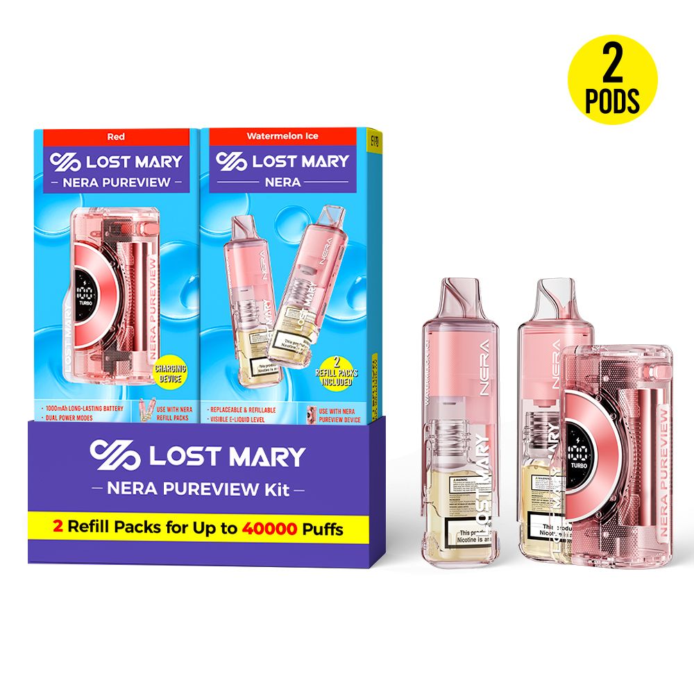 Watermelon Ice Lost Mary NERA Pureview 40K Kit — buy authentic Lost Mary 40K puff disposable vape at Online Vape Shop USA