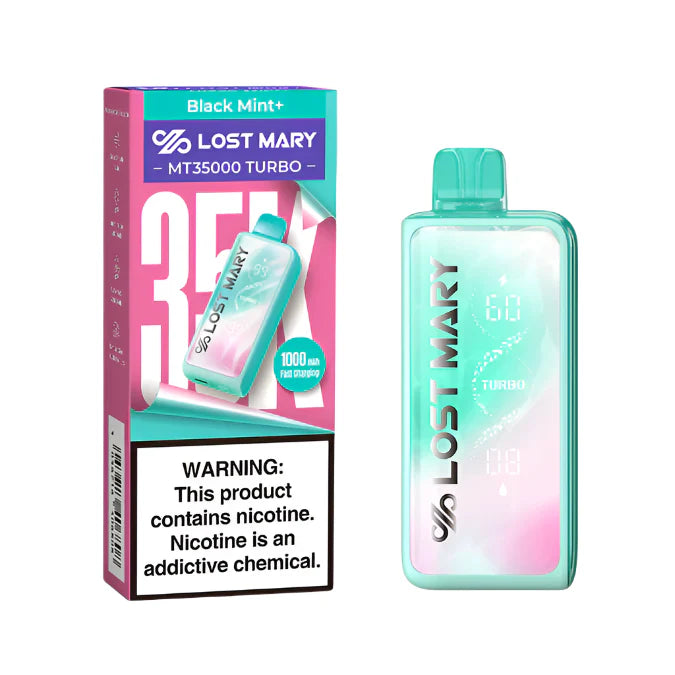 Black Mint+ Lost Mary MT35000 Turbo Vape — buy authentic Lost Mary 35K puff disposable vape at Online Vape Shop USA