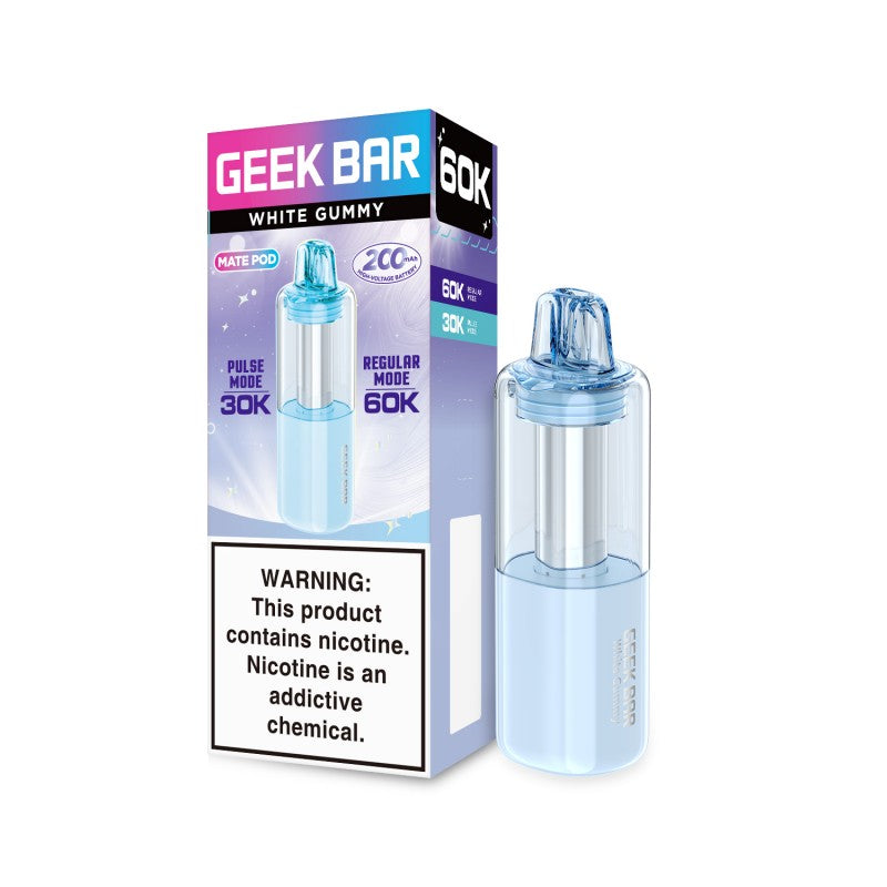 White Gummy Geek Bar Mate 60K Disposable Pod — buy authentic Geek Bar 60K puff disposable vape at Online Vape Shop USA