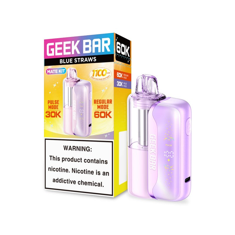 Blue Straws Geek Bar Mate 60K Vape Kit — buy authentic Geek Bar 60K puff disposable vape at Online Vape Shop USA