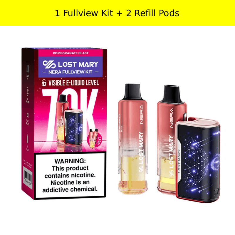 Pomegranate Blast Lost Mary Nera Fullview 70K Kit — buy authentic Lost Mary 70K puff disposable vape at Online Vape Shop USA