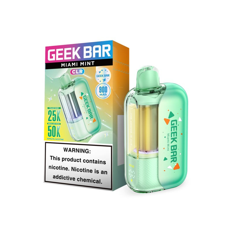 Miami Mint Geek Bar CLR 50K Vape — buy authentic Geek Bar 50K puff disposable vape at Online Vape Shop USA