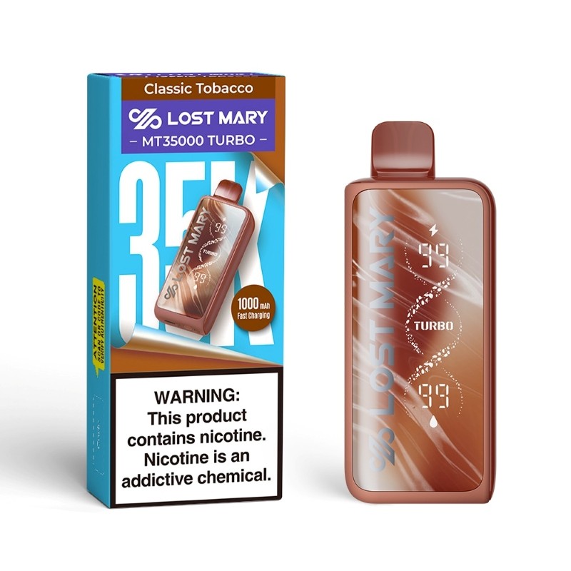 Classic Tobacco Lost Mary MT35000 Turbo Vape — buy authentic Lost Mary 35K puff disposable vape at Online Vape Shop USA