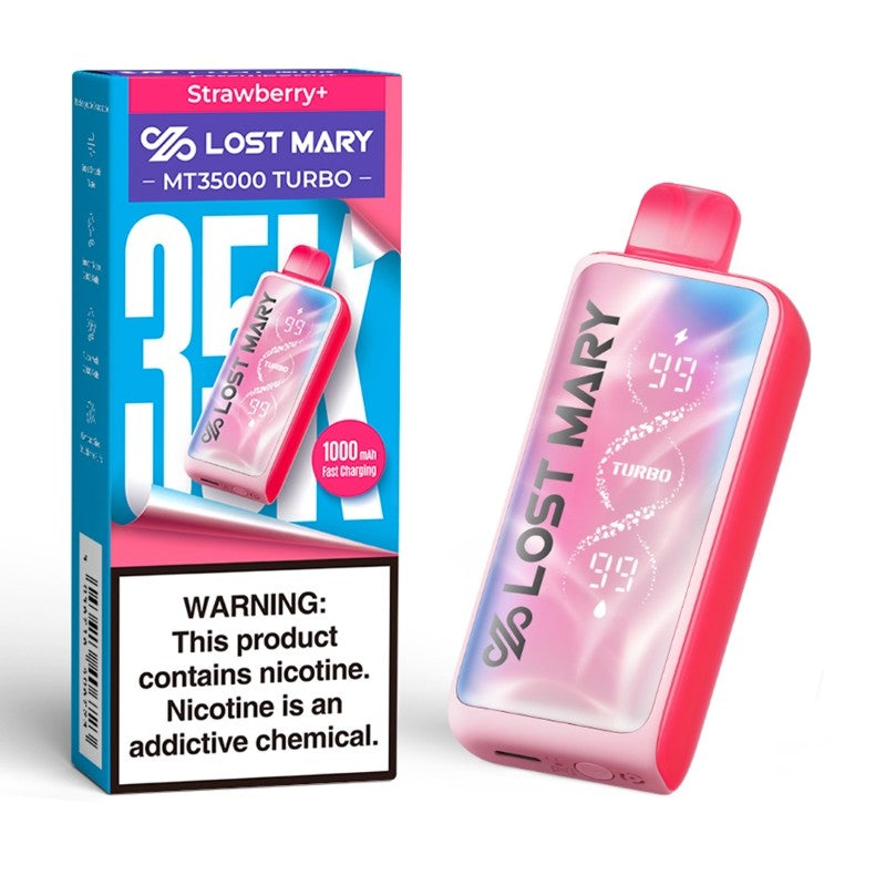 Strawberry+ Lost Mary MT35000 Turbo Vape — buy authentic Lost Mary 35K puff disposable vape at Online Vape Shop USA