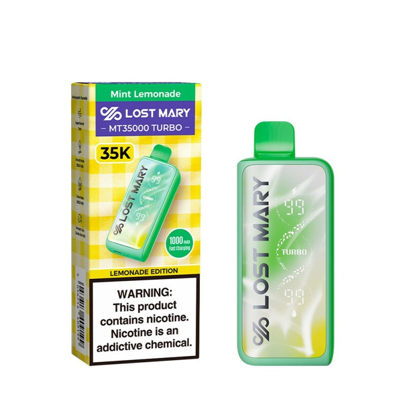 Mint Lemonade Lost Mary MT35000 Turbo Vape — buy authentic Lost Mary 35K puff disposable vape at Online Vape Shop USA