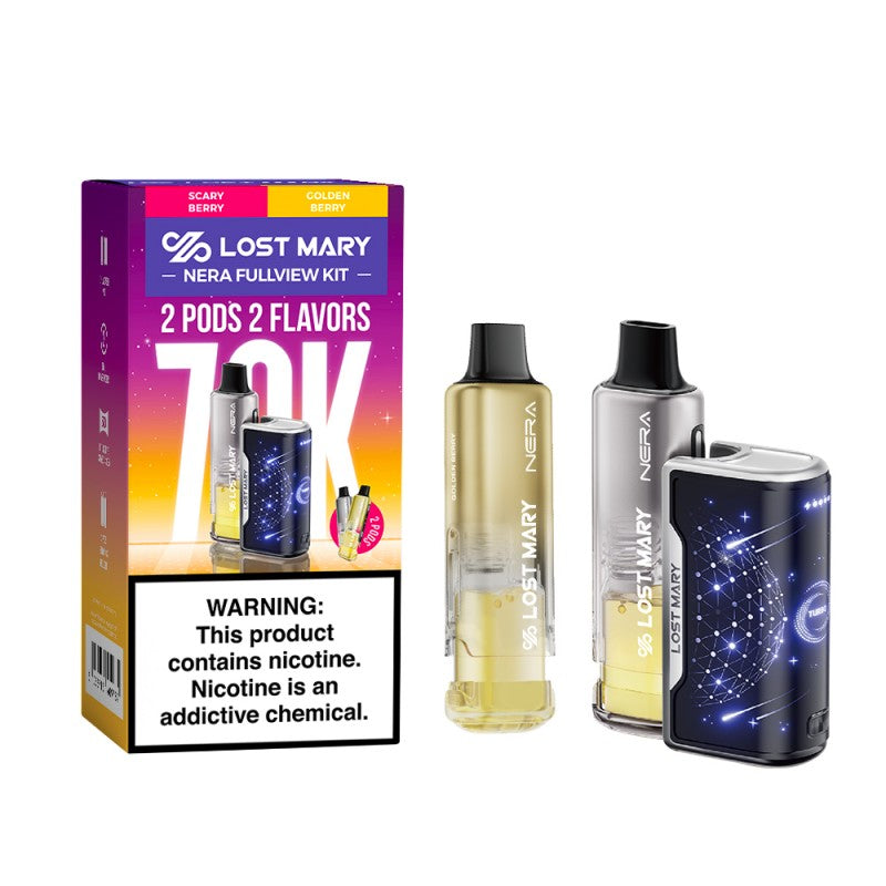 Scary Berry & Golden Berry Lost Mary Nera Fullview 70K Kit — buy authentic Lost Mary 70K puff disposable vape at Online Vape Shop USA