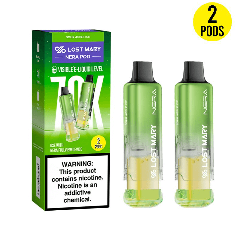 Sour Apple Ice Lost Mary Nera Fullview 70K Pod — buy authentic Lost Mary 70K puff disposable vape at Online Vape Shop USA