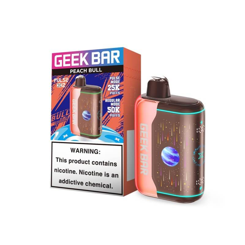 Peach Bull Geek Bar Pulse X 2 50K Vape — buy authentic Geek Bar 50K puff disposable vape at Online Vape Shop USA