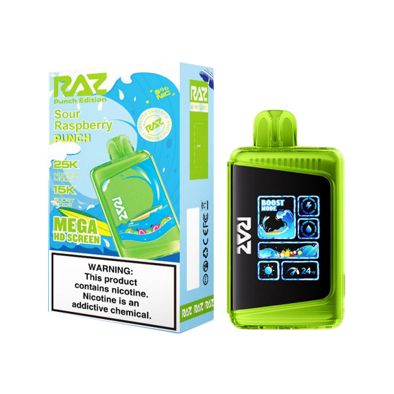 Sour Raspberry Punch RAZ LTX DC25000 Vape — buy authentic Raz 25K puff disposable vape at Online Vape Shop USA
