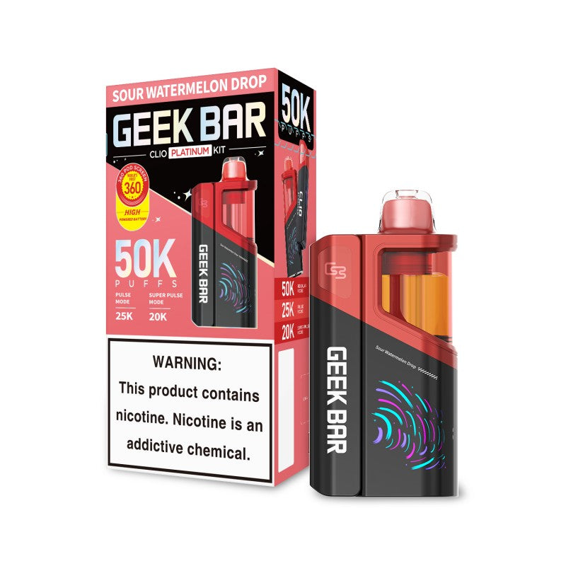 Sour Watermelon Drop Geek Bar Clio 50K Vape Kit — buy authentic Geek Bar 50K puff disposable vape at Online Vape Shop USA