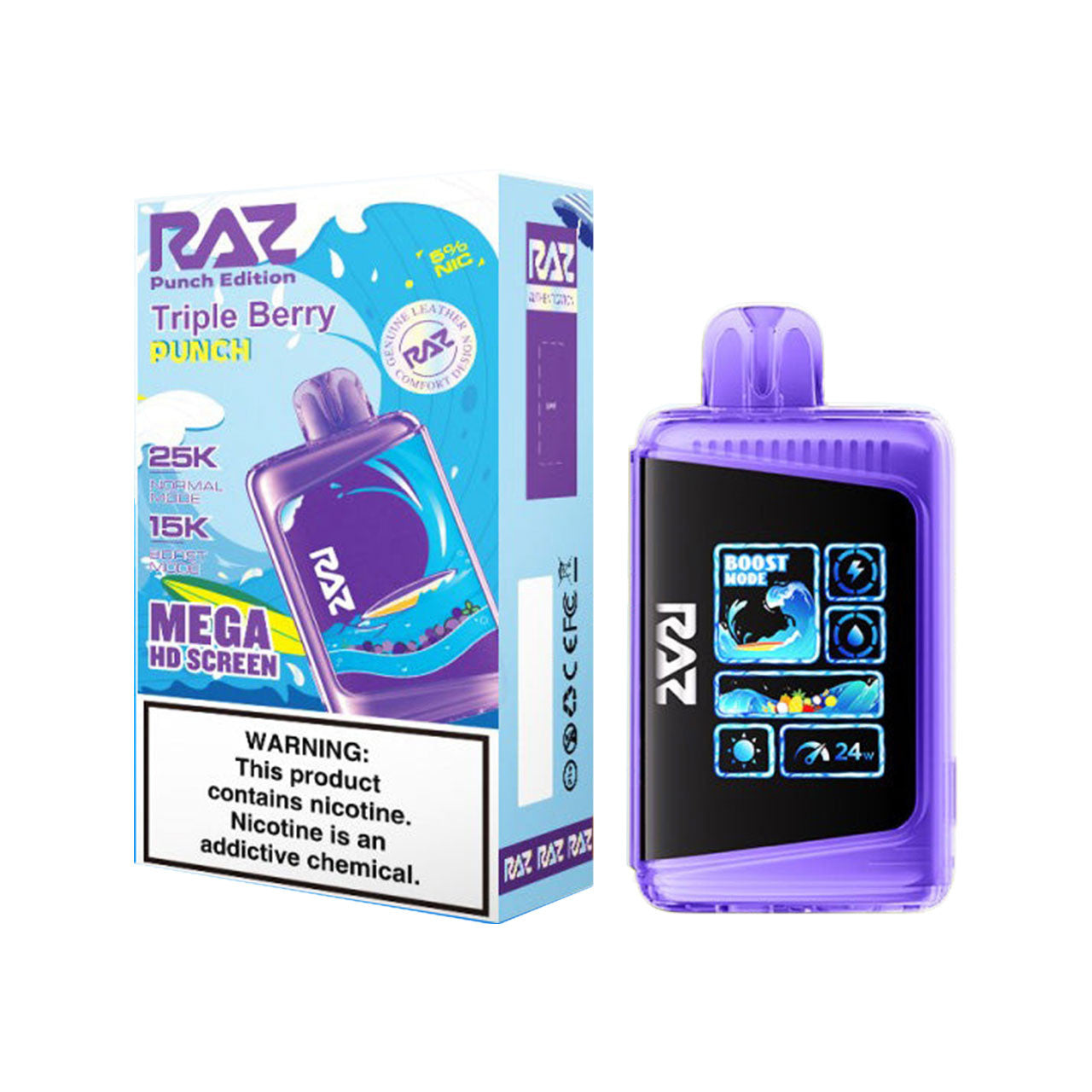 Triple Berry Punch RAZ LTX DC25000 Vape — buy authentic Raz 25K puff disposable vape at Online Vape Shop USA