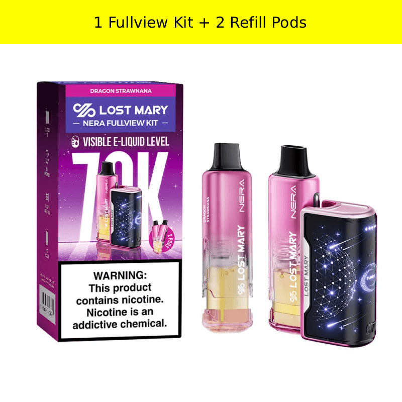 Dragon Strawnana Lost Mary Nera Fullview 70K Kit — buy authentic Lost Mary 70K puff disposable vape at Online Vape Shop USA