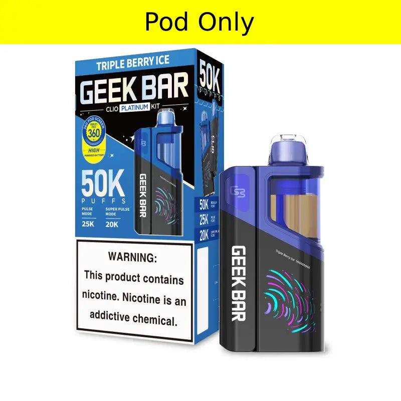 Triple Berry Ice Geek Bar Clio Platinum 50K Pod — buy authentic Geek Bar 50K puff disposable vape at Online Vape Shop USA