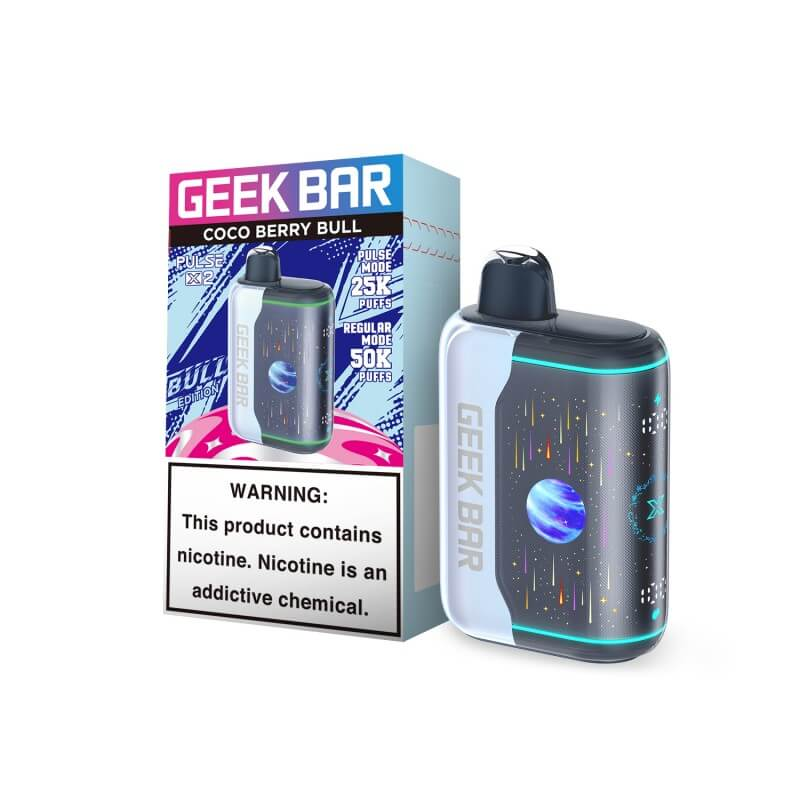 Coco Berry Bull Geek Bar Pulse X 2 50K Vape — buy authentic Geek Bar 50K puff disposable vape at Online Vape Shop USA