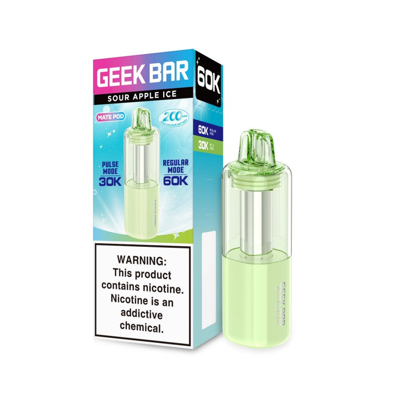 Sour Apple Ice Geek Bar Mate 60K Disposable Pod — buy authentic Geek Bar 60K puff disposable vape at Online Vape Shop USA