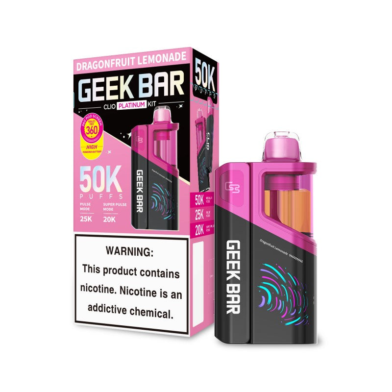 Dragonfruit Lemonade Geek Bar Clio 50K Vape Kit — buy authentic Geek Bar 50K puff disposable vape at Online Vape Shop USA