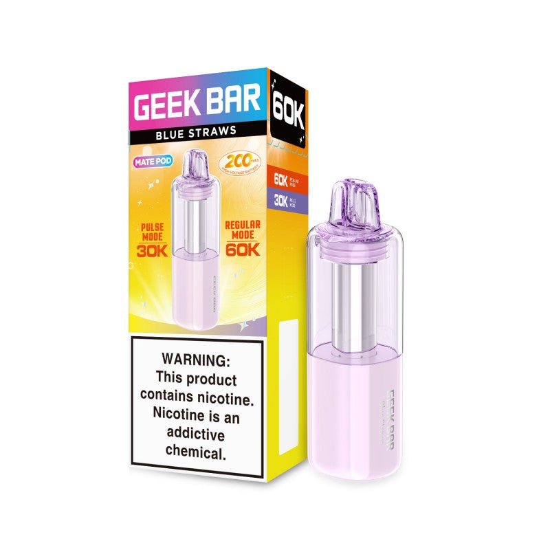 Blue Straws Geek Bar Mate 60K Disposable Pod — buy authentic Geek Bar 60K puff disposable vape at Online Vape Shop USA
