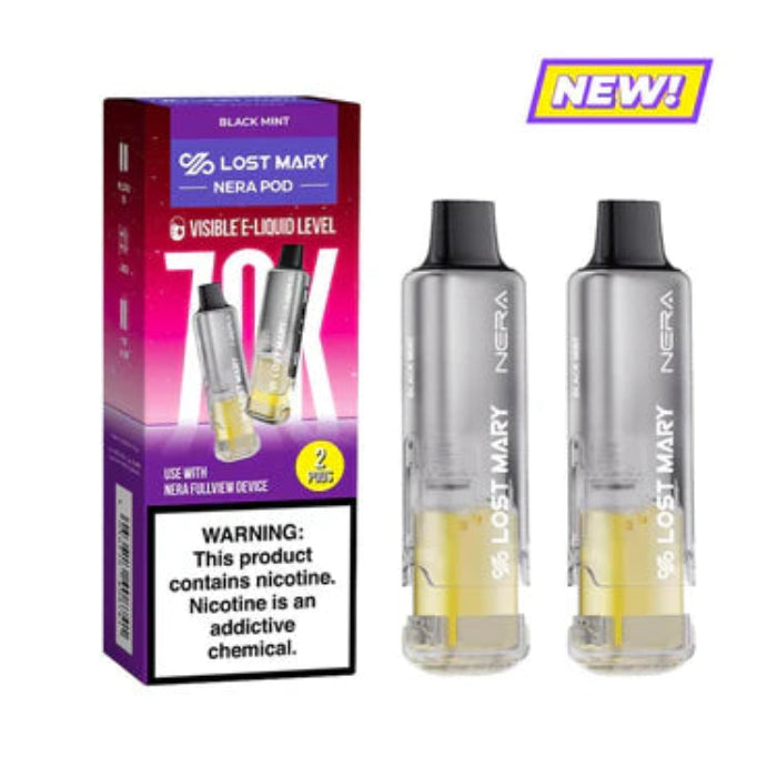 Black Mint Lost Mary Nera Fullview 70K Pod — buy authentic Lost Mary 70K puff disposable vape at Online Vape Shop USA