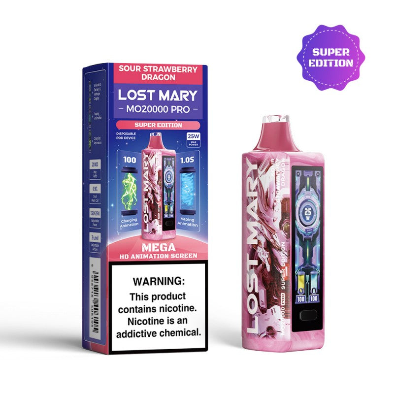 Sour Strawberry Dragon Lost Mary MO20000 Vape — buy authentic Lost Mary 20K puff disposable vape at Online Vape Shop USA