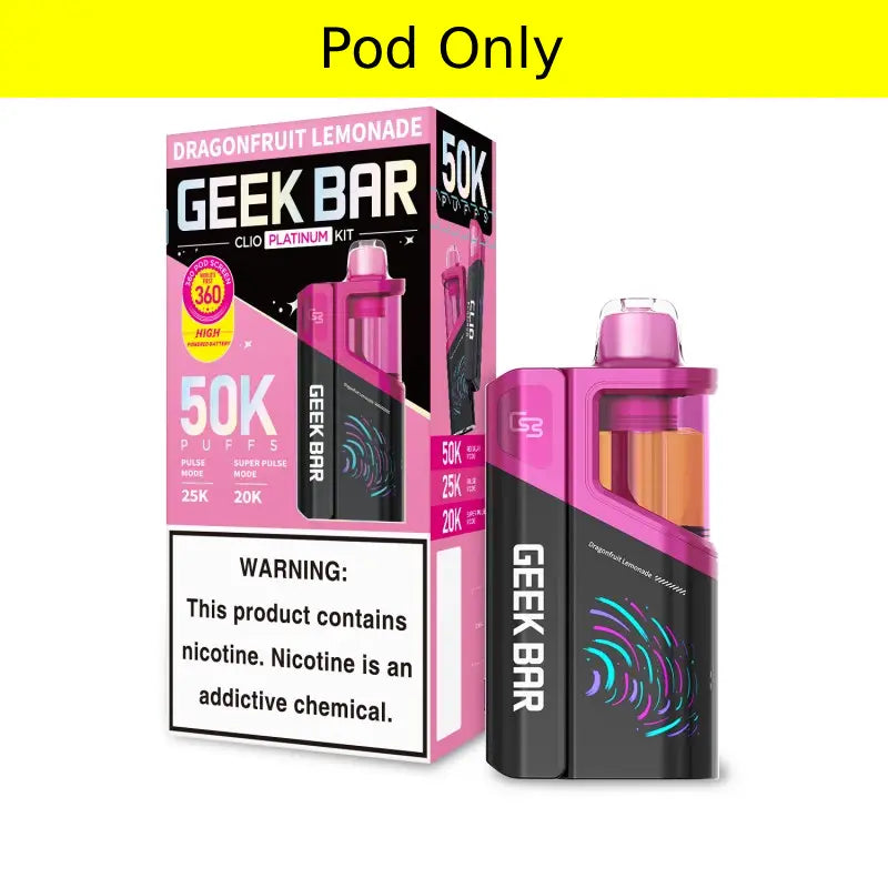 Dragonfruit Lemonade Geek Bar Clio Platinum 50K Pod — buy authentic Geek Bar 50K puff disposable vape at Online Vape Shop USA