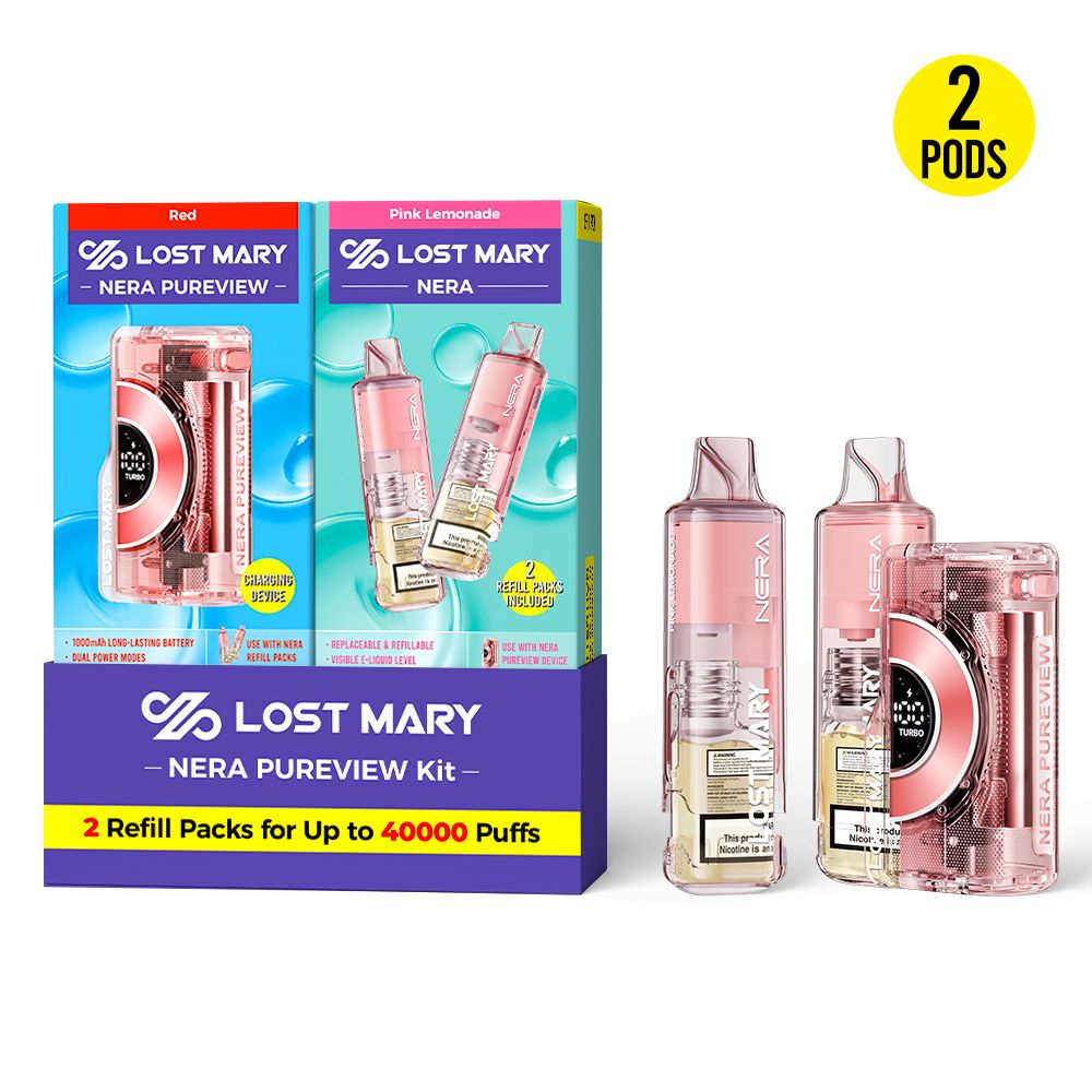 Pink Lemonade Lost Mary NERA Pureview 40K Kit — buy authentic Lost Mary 40K puff disposable vape at Online Vape Shop USA