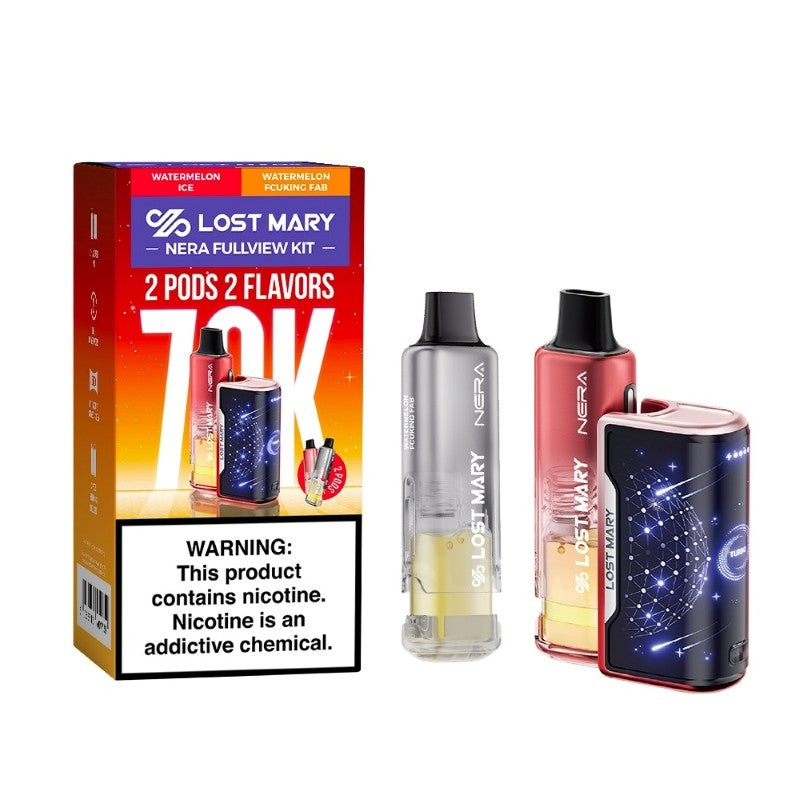 Watermelon Ice & Watermelon Fcuking Fab Lost Mary Nera Fullview 70K Kit — buy authentic Lost Mary 70K puff disposable vape at Online Vape Shop USA